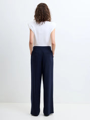 FRENCH CONNECTION ALIA PINSTRIPE NAVY-LINEN WHITE