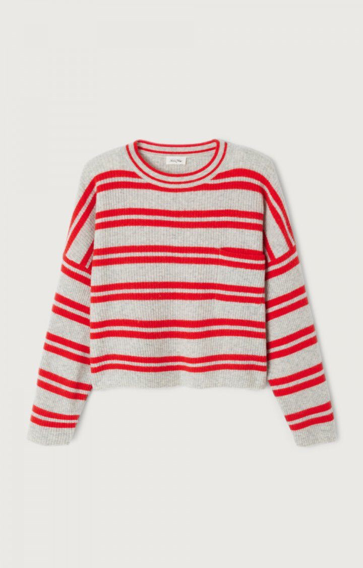 AMERICAN VINTAGE  STRIPE JUMP GREY/STRAWBERRY STRIPE