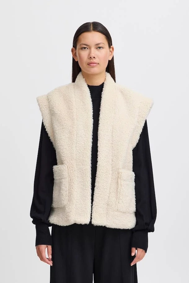 ICHI GIZLA GILET BIRCH CREAM