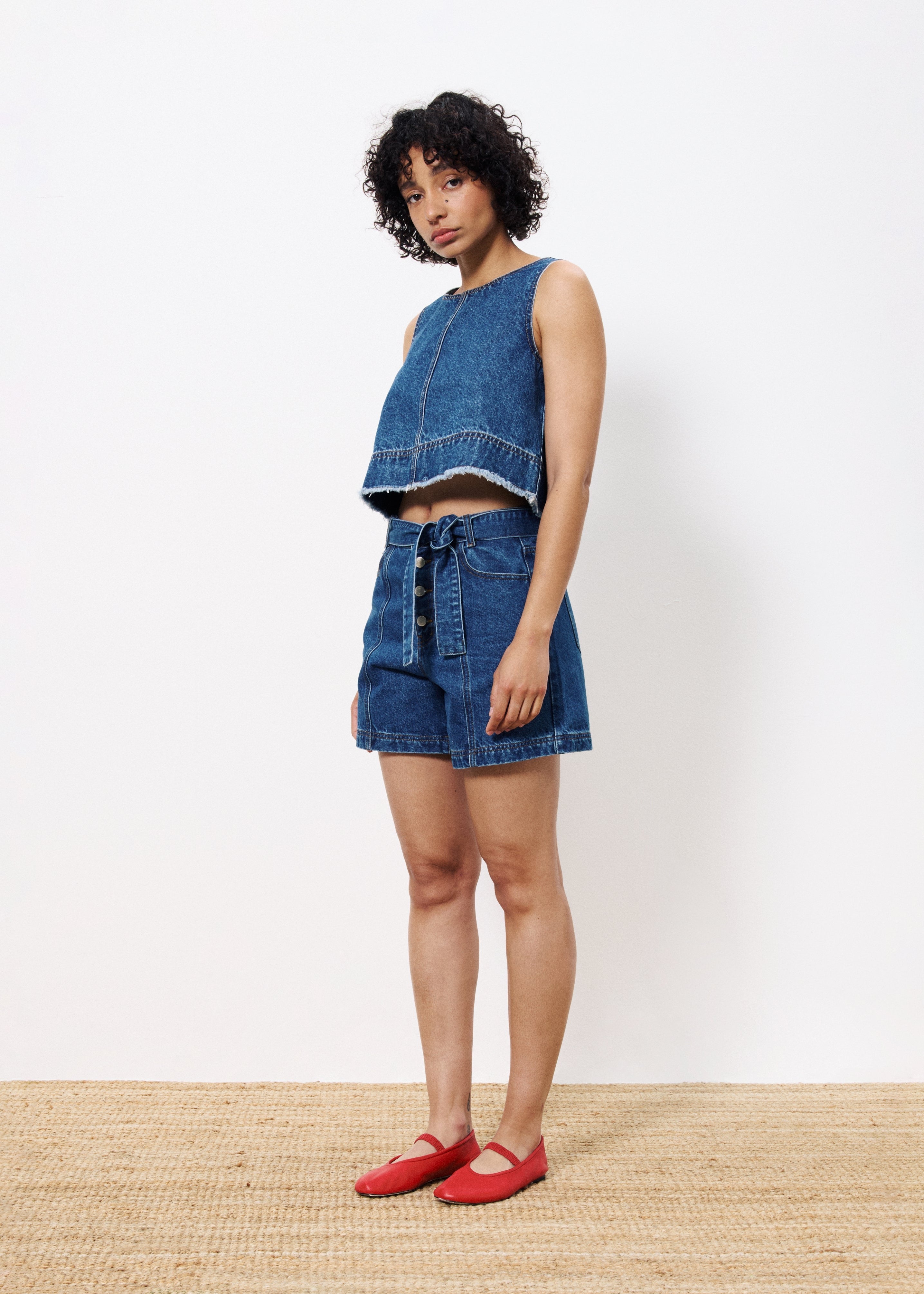 FRNCH DAFNE DENIM BLEU TOP