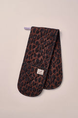 DAMSON MADDER DOUBLE OVEN GLOVE DARK LEOPARD/LILAC