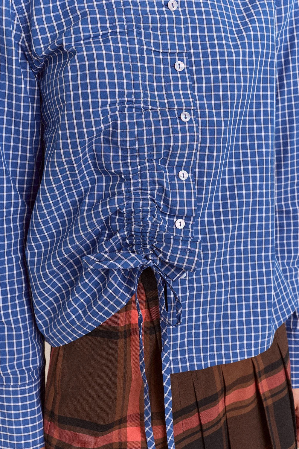 DAMSON MADDER  TALLA ROUCHED BLUE CHECK