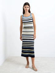 FRENCH CONNECTION STRIPED KNIT SUMMER WHITE-BLUE