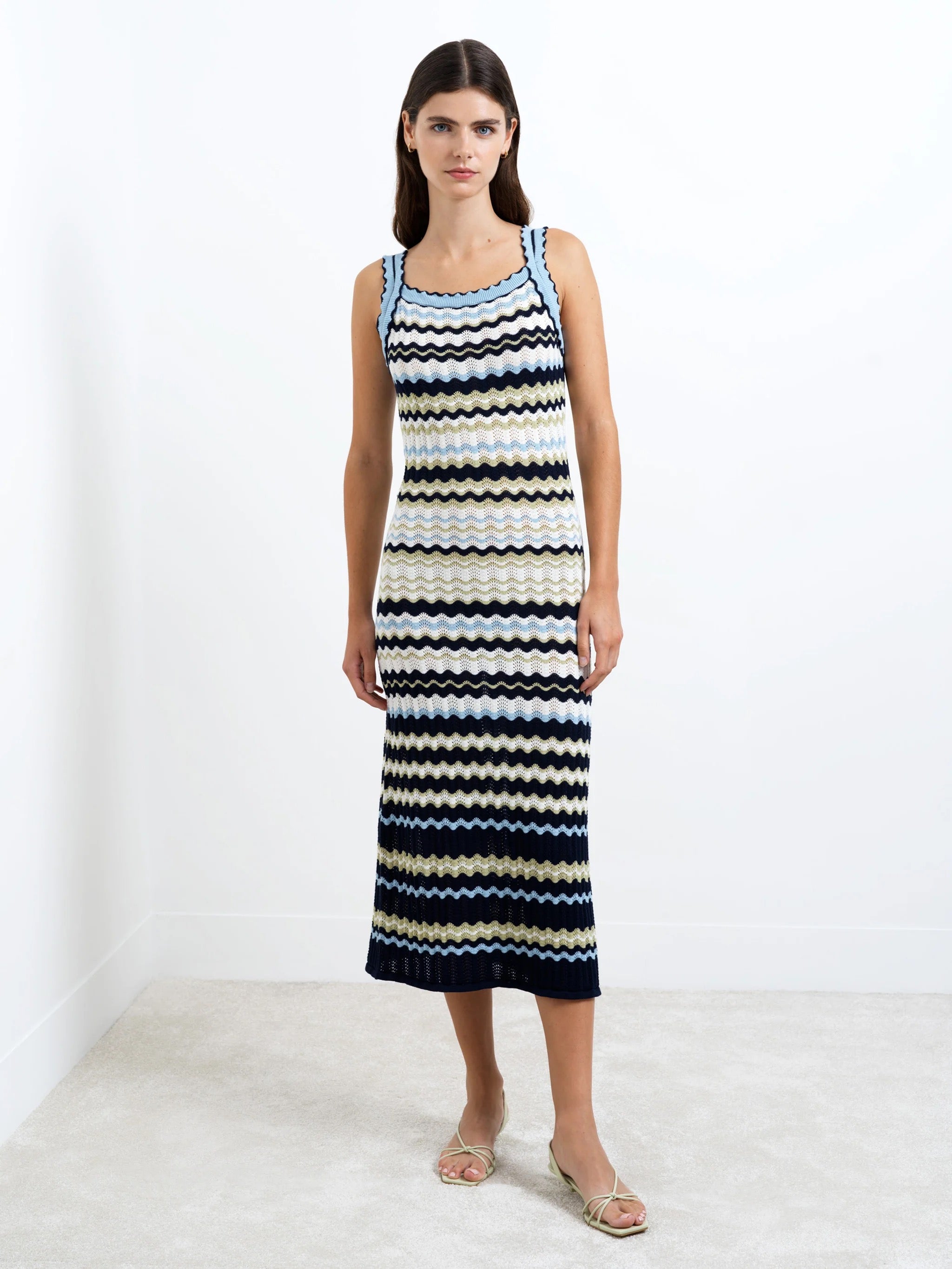 FRENCH CONNECTION STRIPED KNIT SUMMER WHITE-BLUE