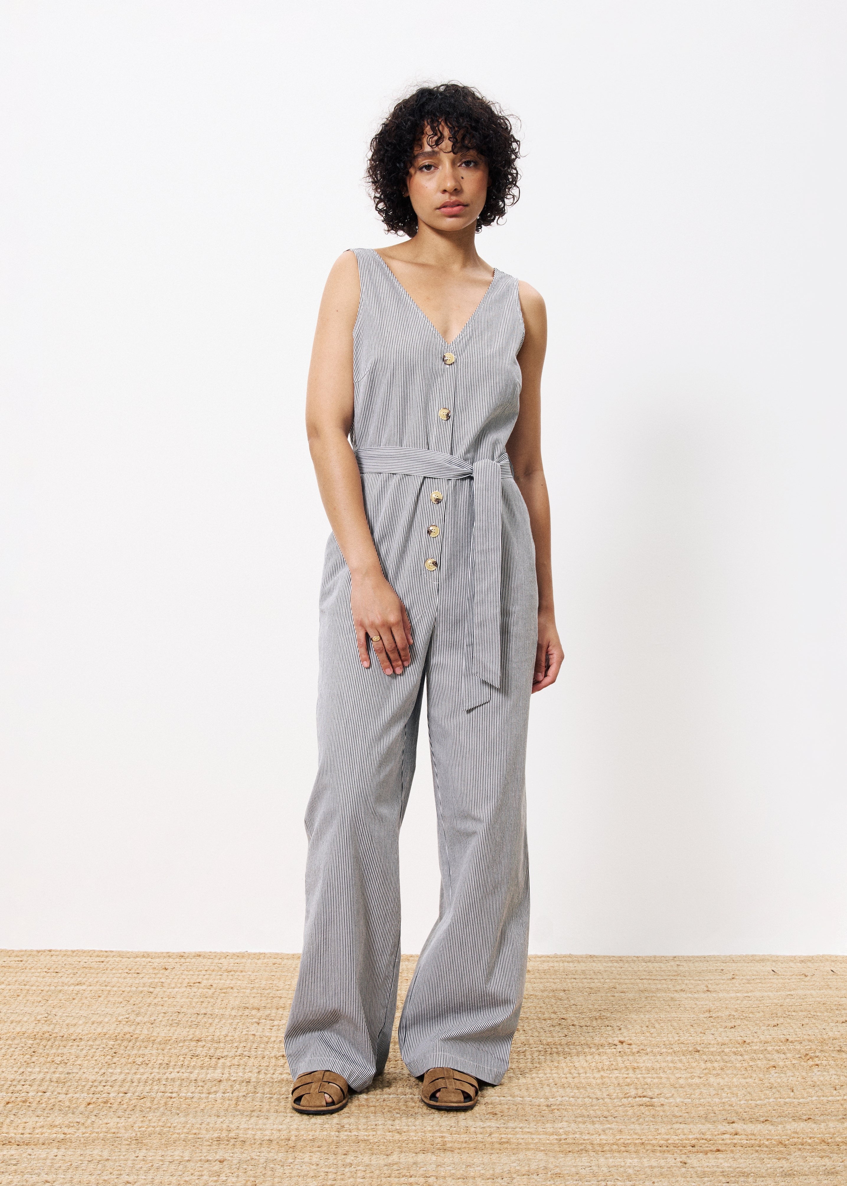 FRNCH MADDIE CREME STRIPE JUMPSUIT