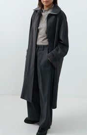 YAYA  WOVEN WIDE TRS CAT BLACK MELANGE