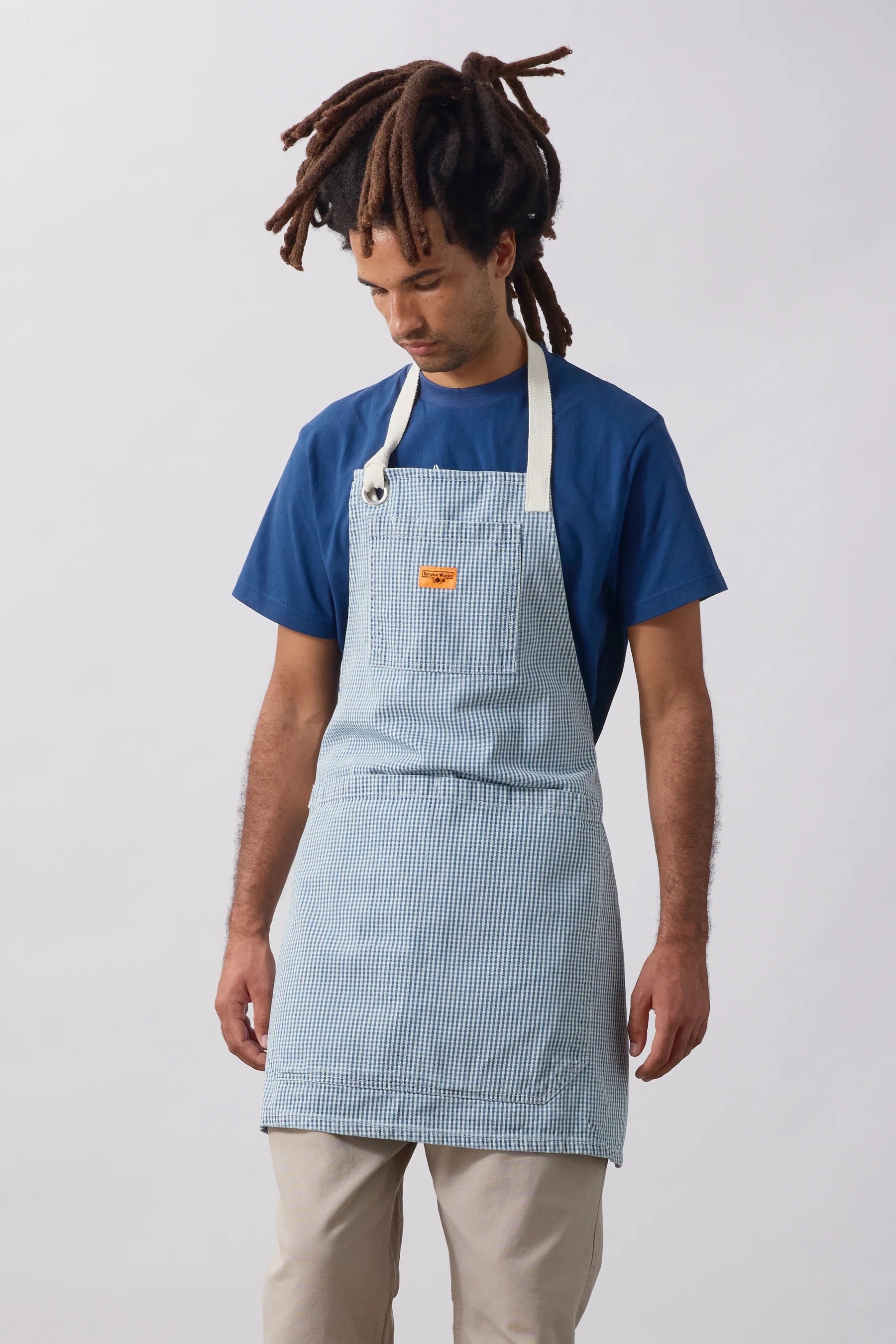 SERVICE WORKS  GINGHAM APRON Blue