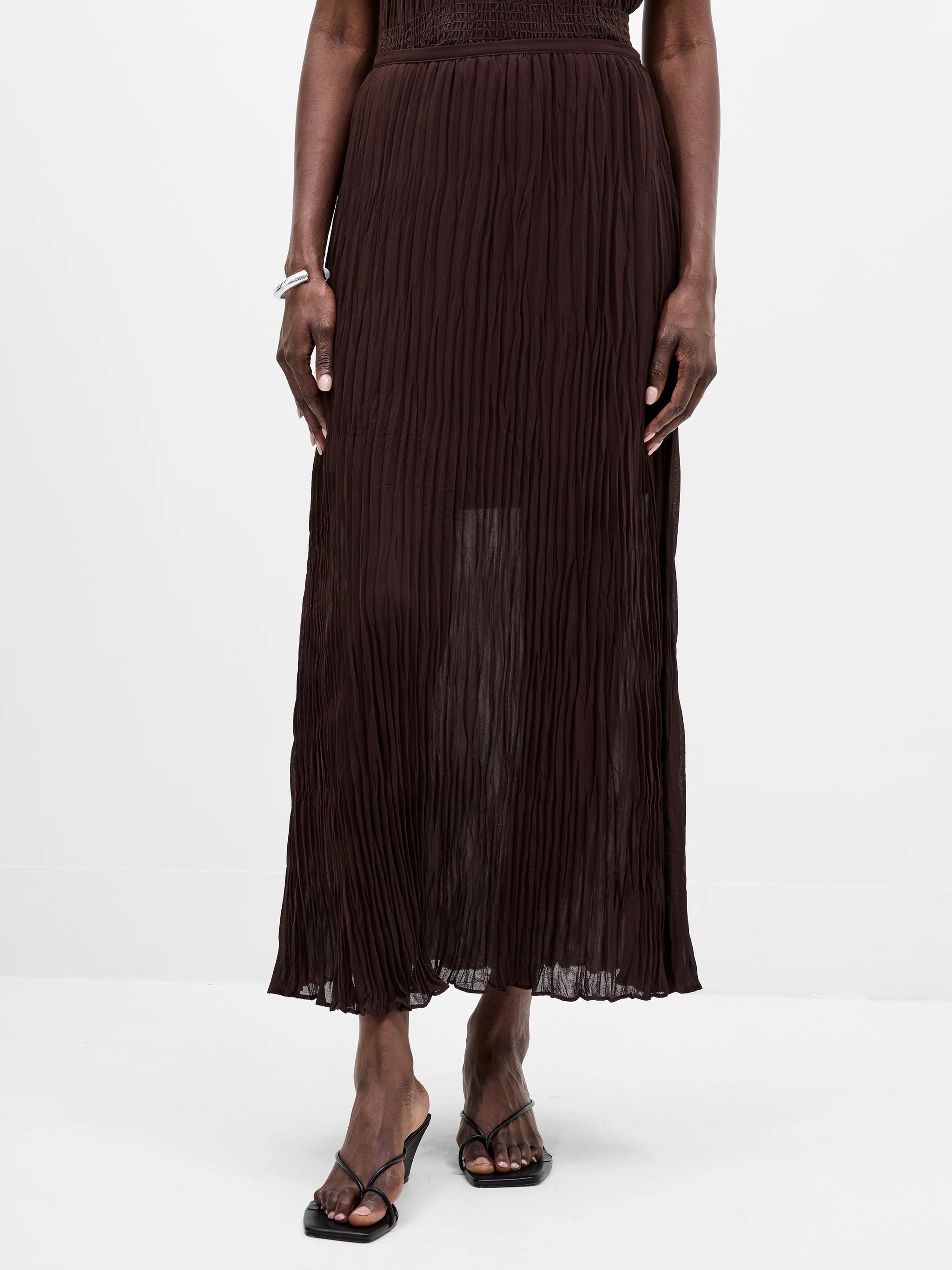 FRENCH CONNECTION SAYLOR PLEAT BITTER CHOCOLATE