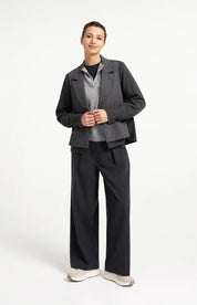 YAYA  WOVEN WIDE TRS CAT BLACK MELANGE