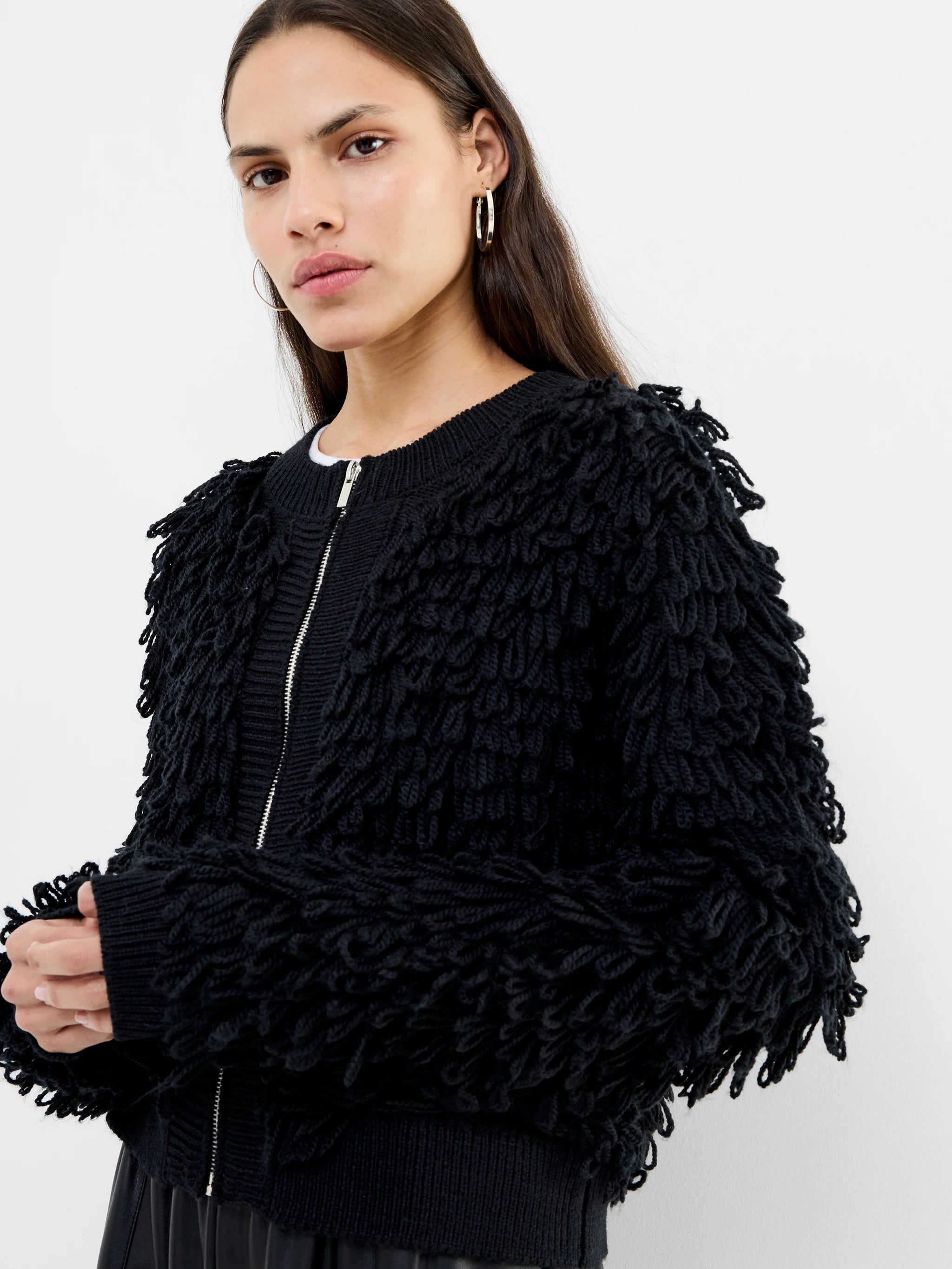 FRENCH CONNECTION  MALI LOOP FRINGE Black