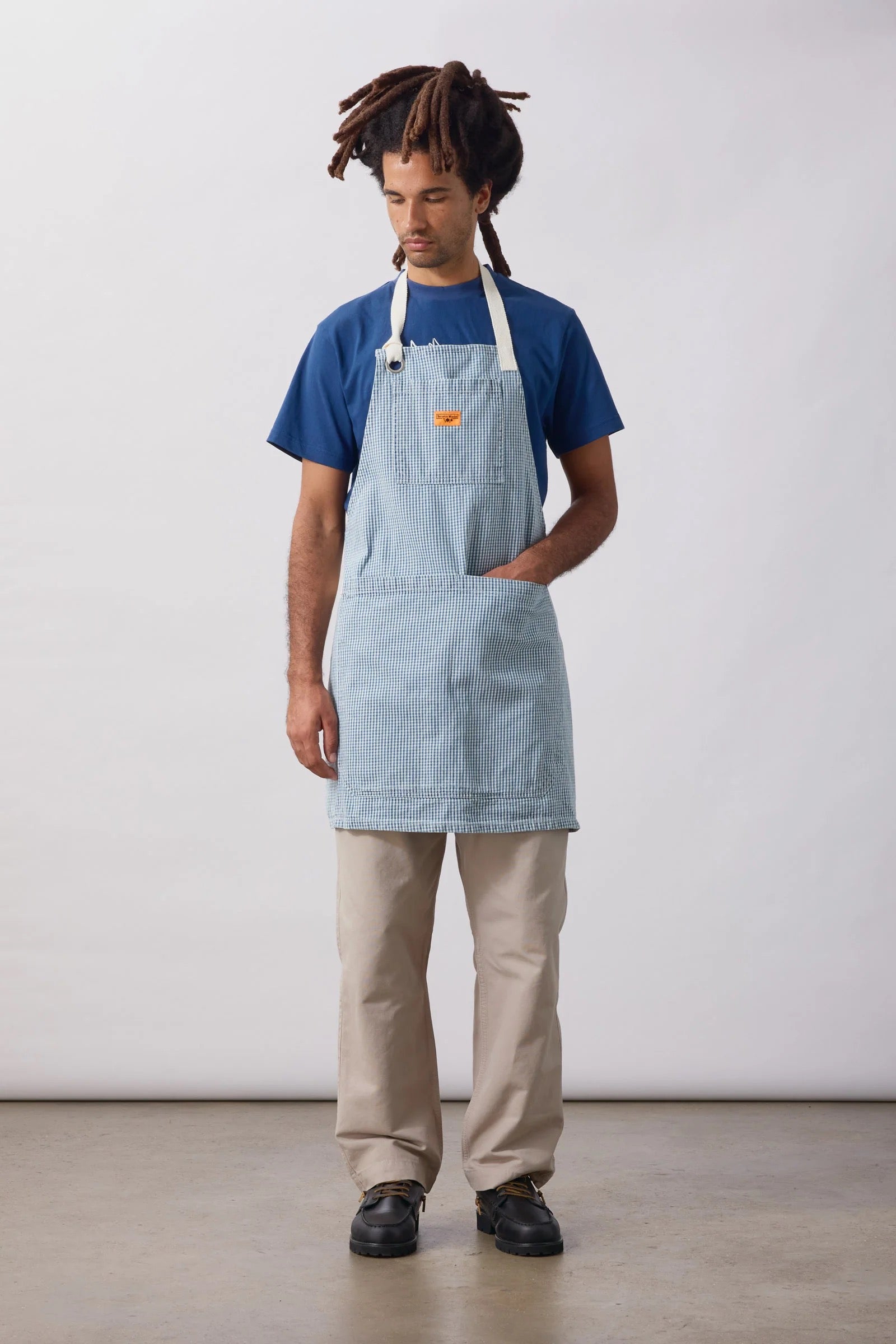SERVICE WORKS  GINGHAM APRON Blue