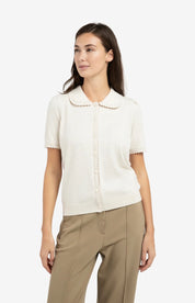 YAYA  COLLAR CARDI BEIGE MELANGE