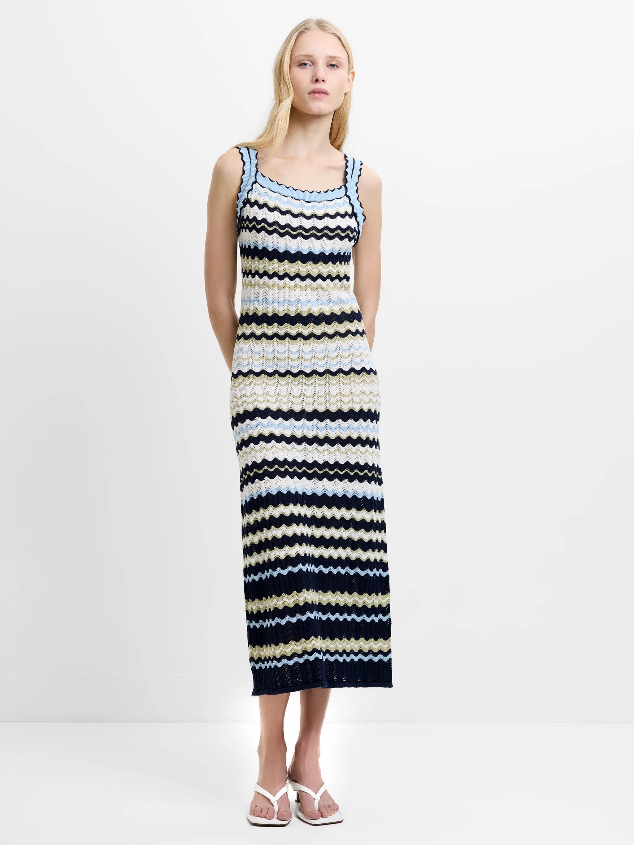 FRENCH CONNECTION STRIPED KNIT SUMMER WHITE-BLUE