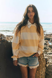 FREE PEOPLE CLASSIC STRIPE CREW ORANGE