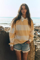 FREE PEOPLE CLASSIC STRIPE CREW ORANGE