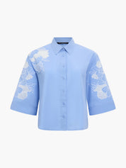 FRENCH CONNECTION  CAMBRIA EMBROID AZURE BLU/ LIN WHITE