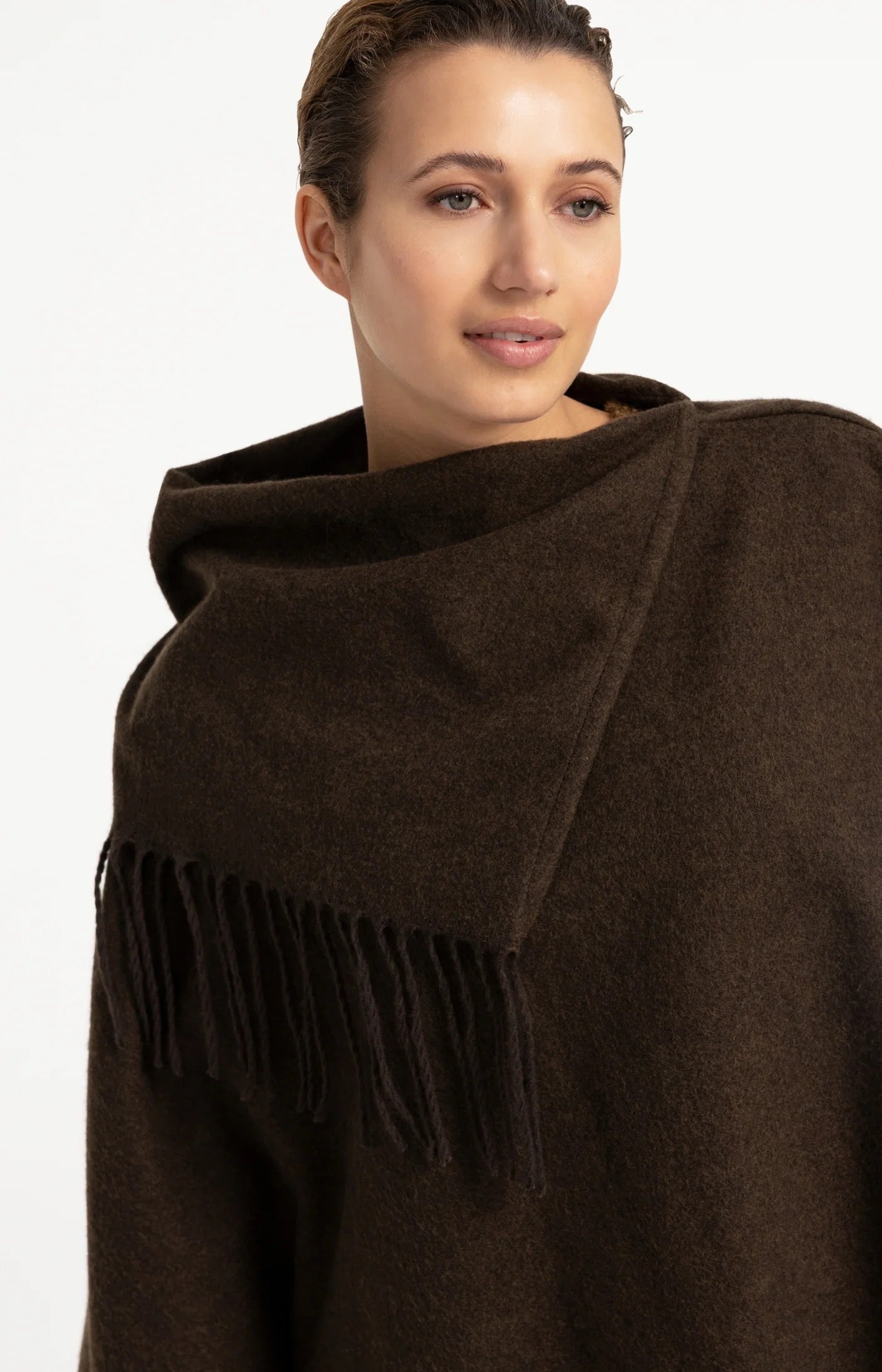 YAYA PONCHO SLATE BLACK BROWN
