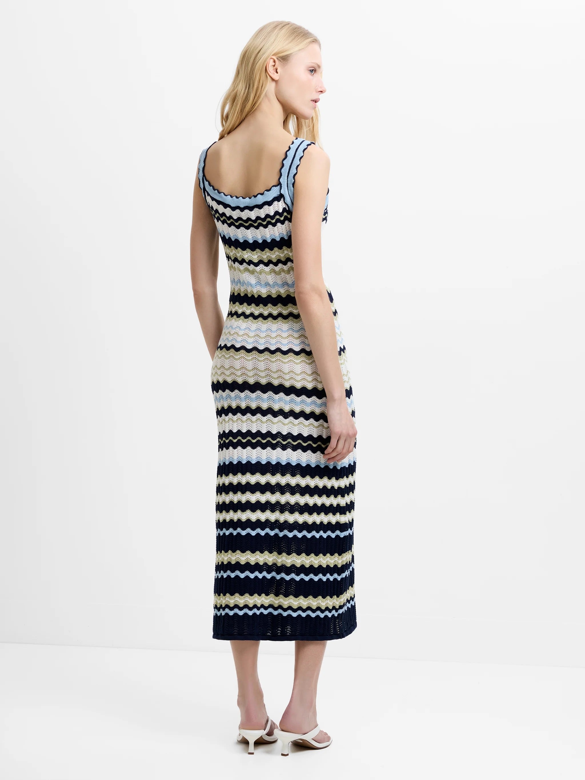 FRENCH CONNECTION STRIPED KNIT SUMMER WHITE-BLUE