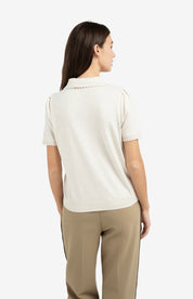 YAYA  COLLAR CARDI BEIGE MELANGE