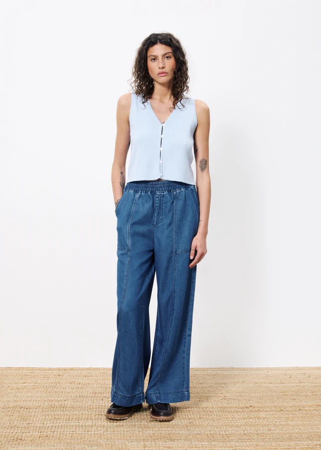 FRNCH SATINE BLEU MARINE PANT