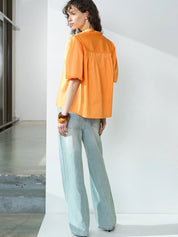 FRENCH CONNECTION SINDEY PUFF SLV APRICOT ORANGE