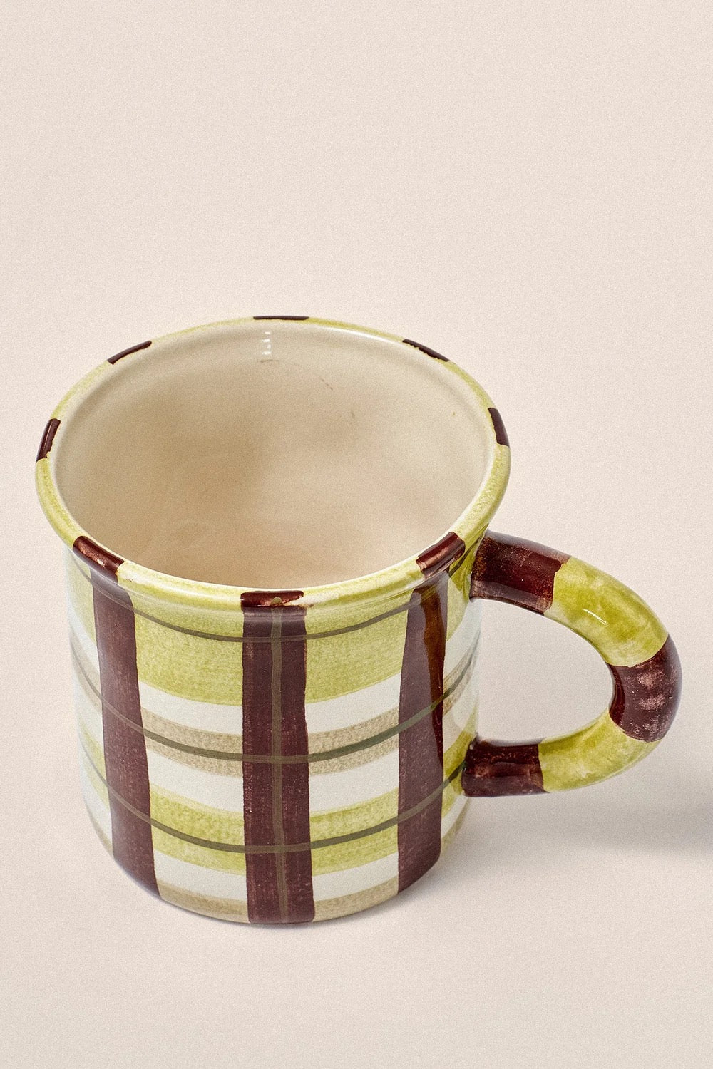 DAMSON MADDER CERAMIC CAMPING MUG CHARTREUSE CHECK