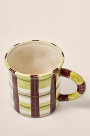DAMSON MADDER CERAMIC CAMPING MUG CHARTREUSE CHECK