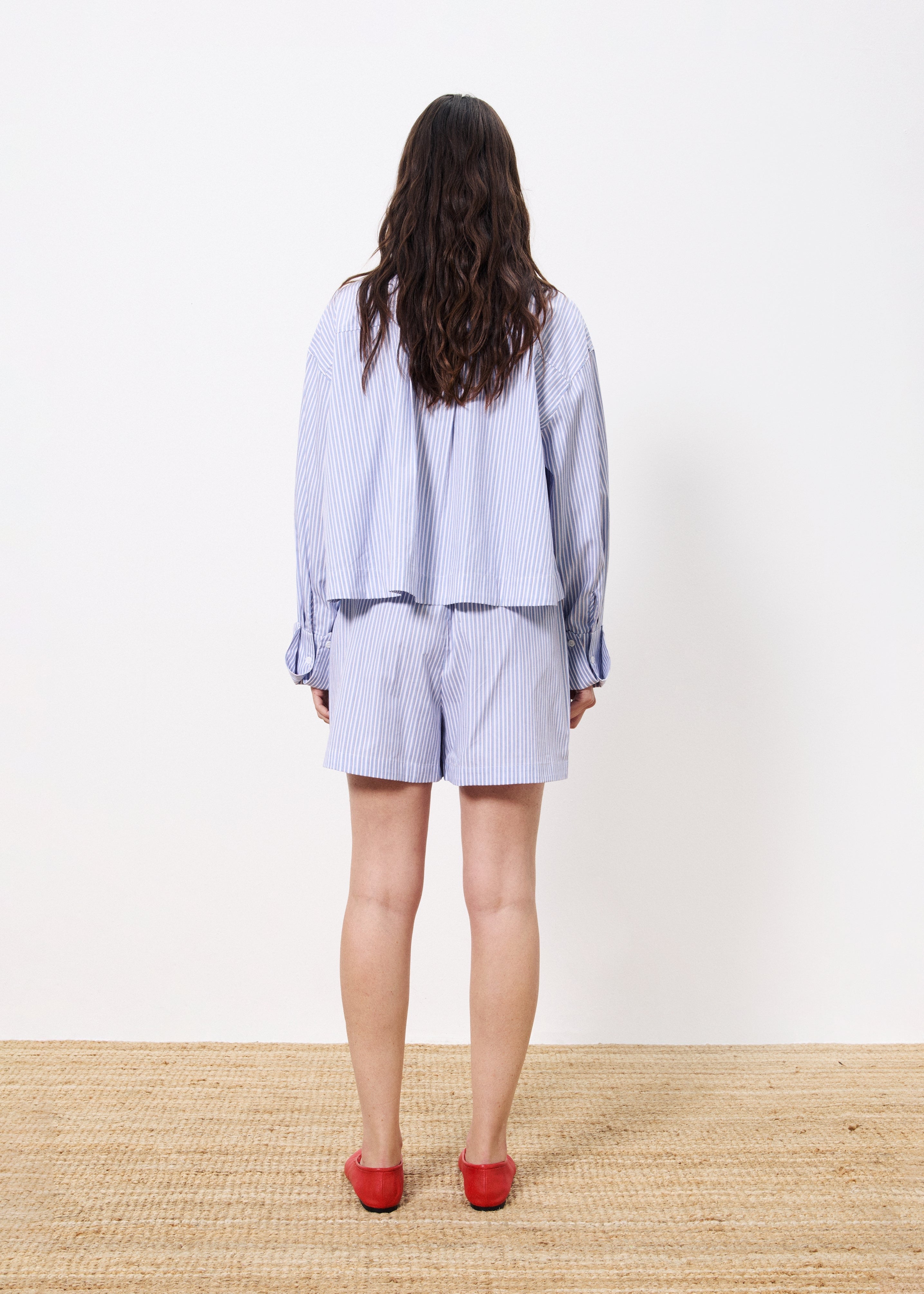 FRNCH CYANA PINSTRIPE BLEU CLAIR SHORTS