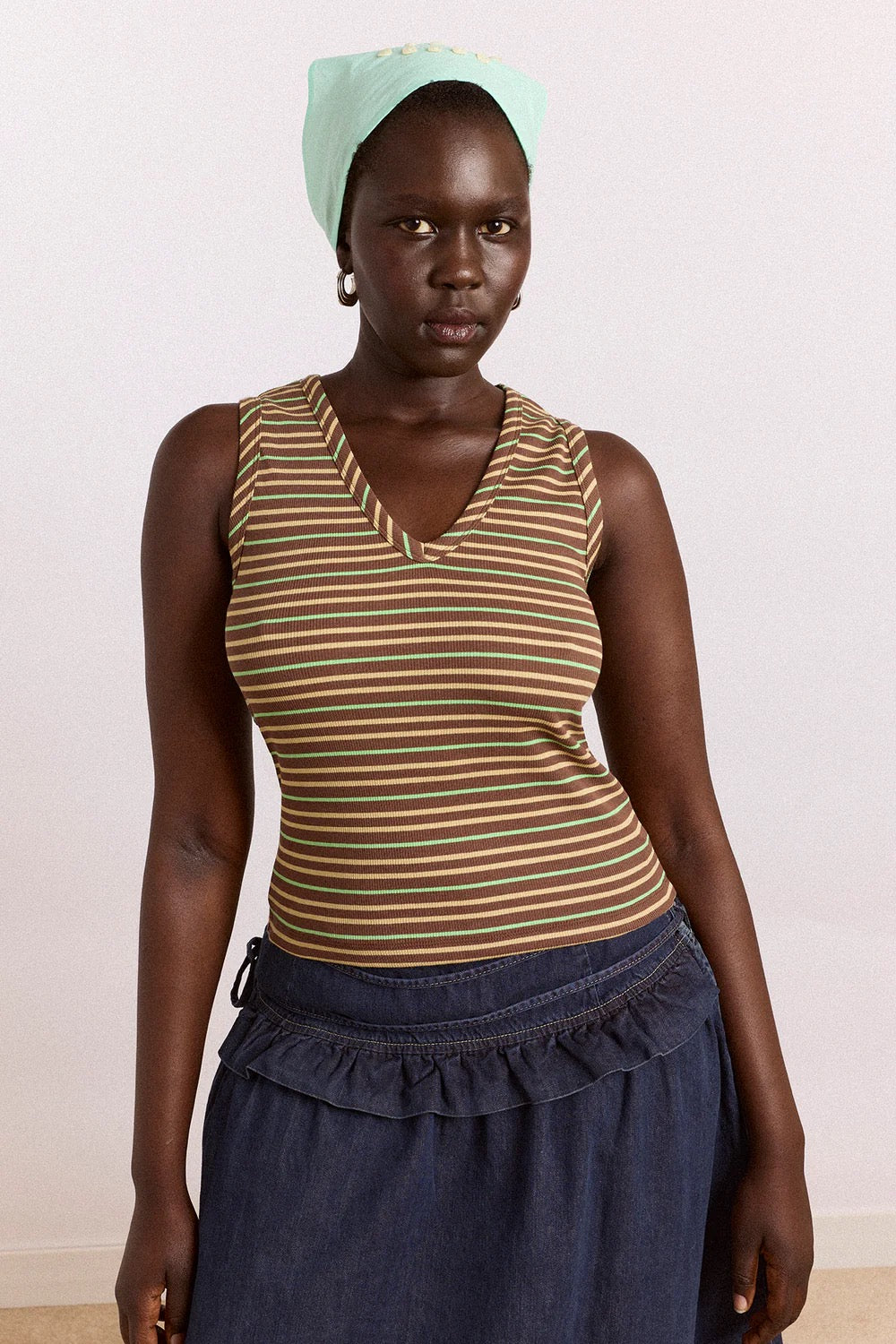DAMSON MADDER  ARLEA TANK BROWN STRIPE