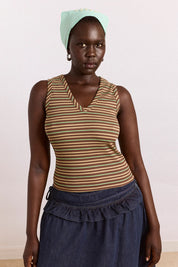 DAMSON MADDER  ARLEA TANK BROWN STRIPE