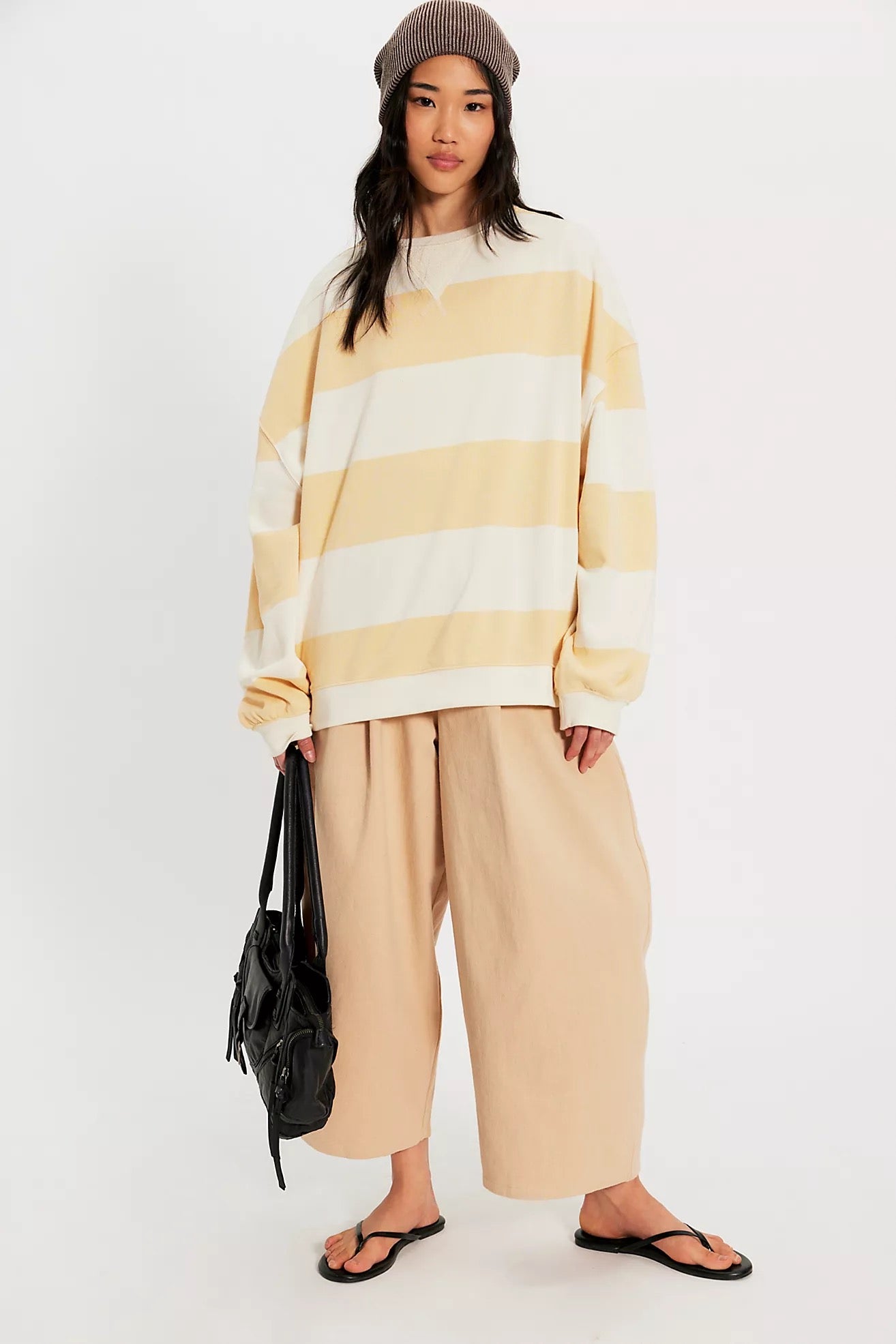 FREE PEOPLE CLASSIC STRIPE CREW ORANGE