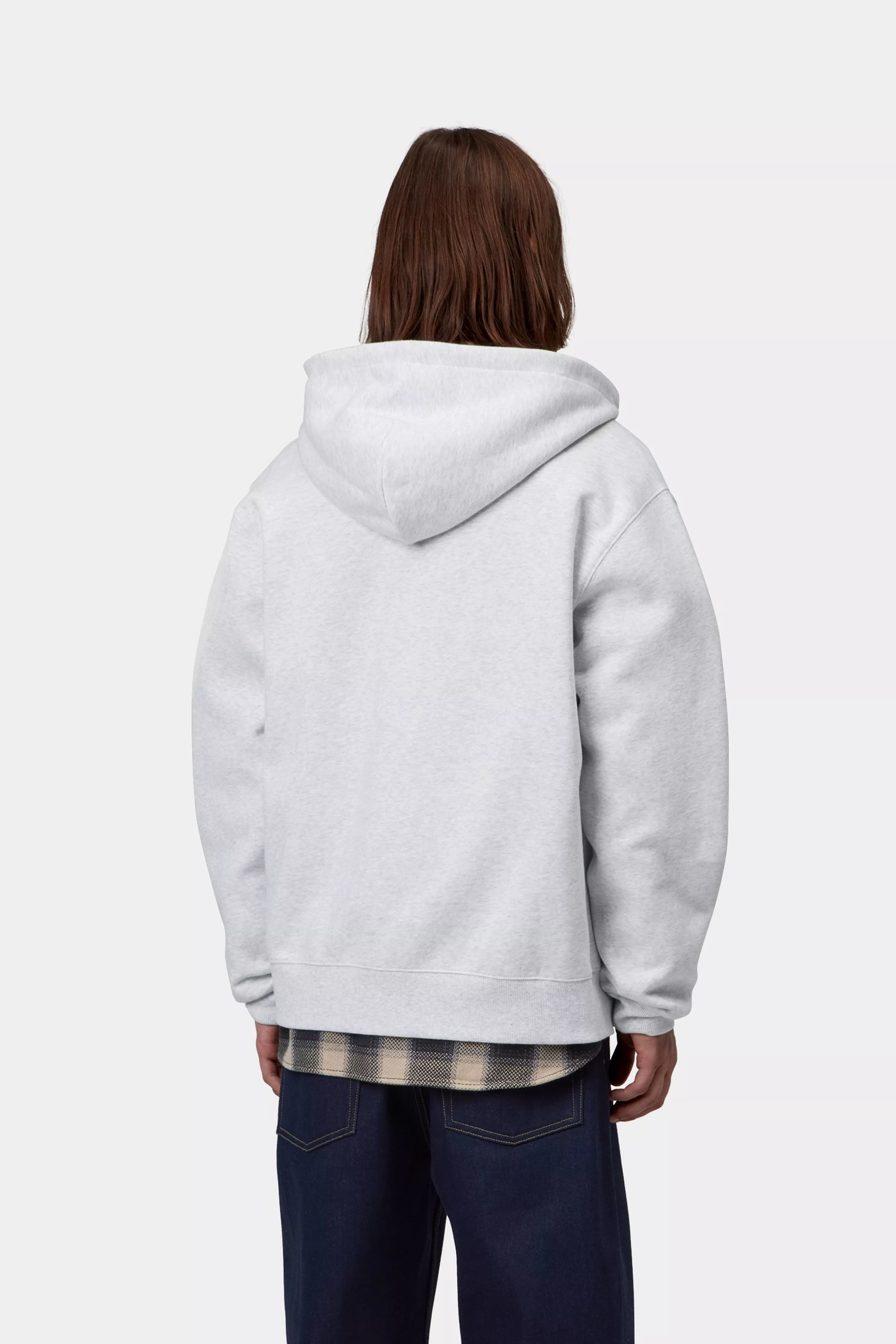 CARHARTT WIP  HOODED MACK ASH HEATHER/BLACK