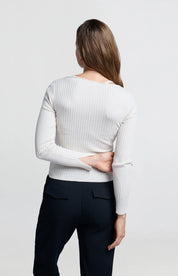 YAYA RIB KNIT LAYER CHALK WHITE