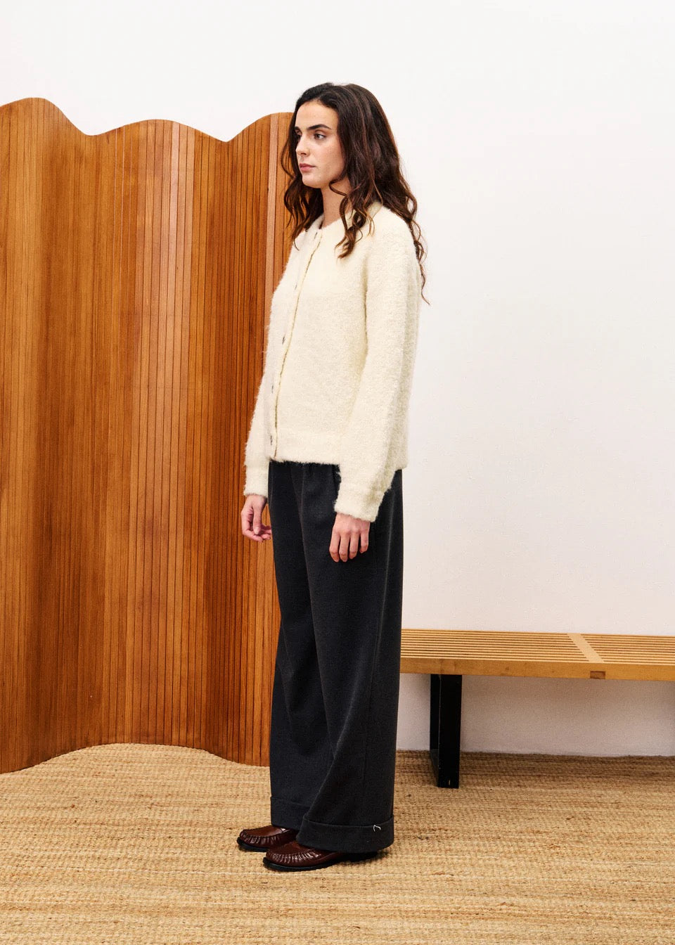 FRNCH BUTTON CARDIGAN CREME