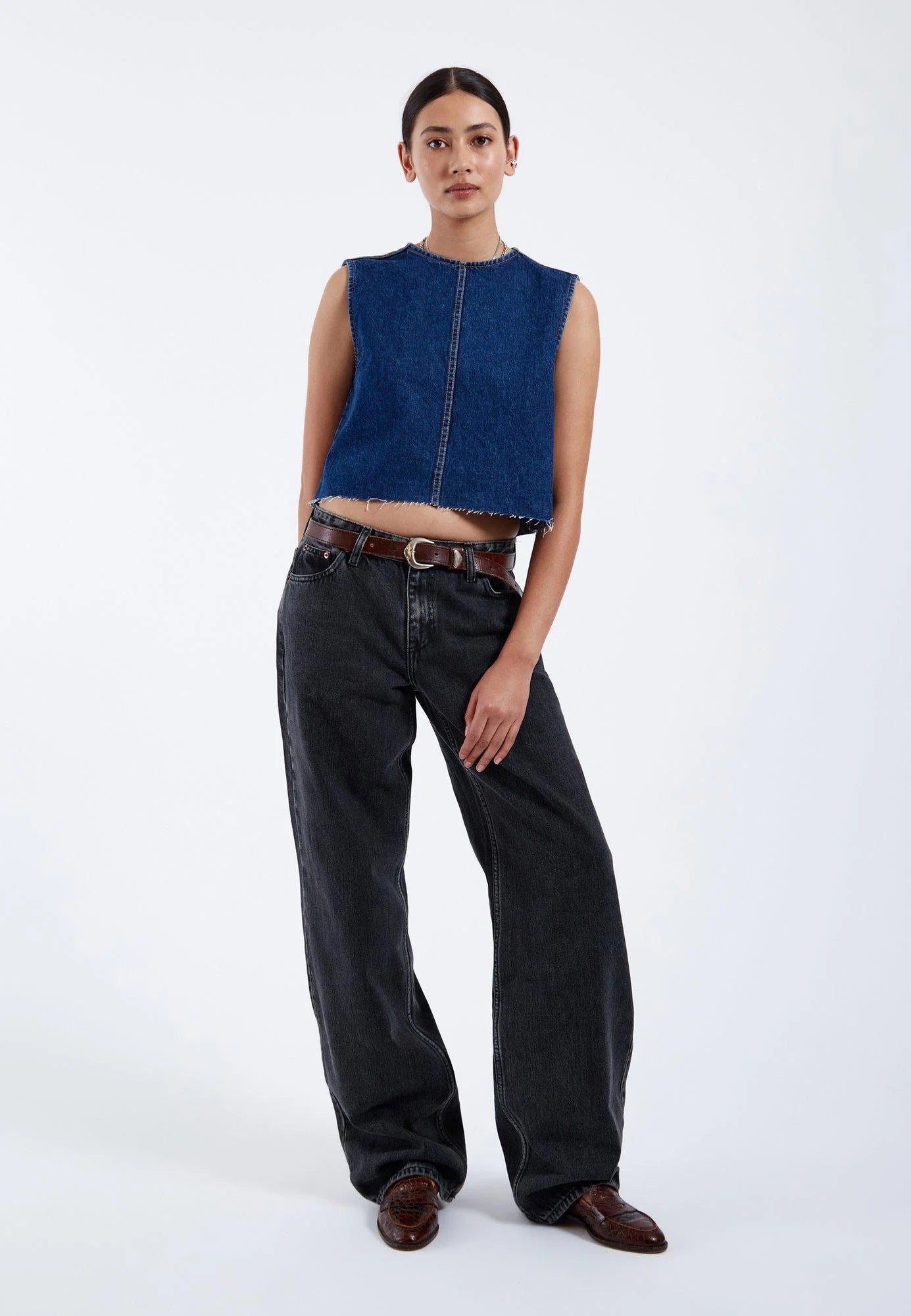 DR DENIM ERIN TOP DENIM HAZE DARK RETRO