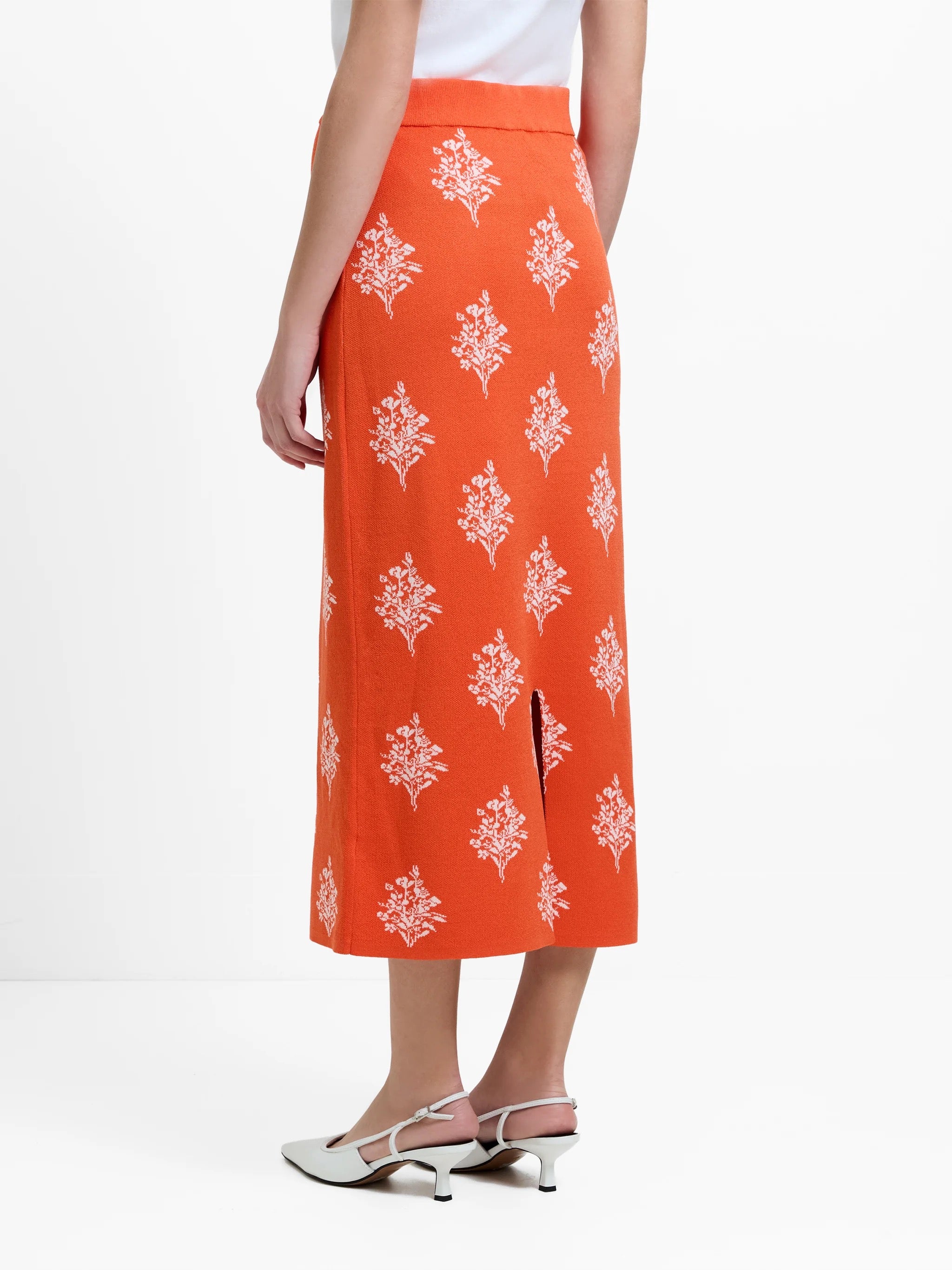 FRENCH CONNECTION IMELDA DITSY MIDI PARADISE ORANGE