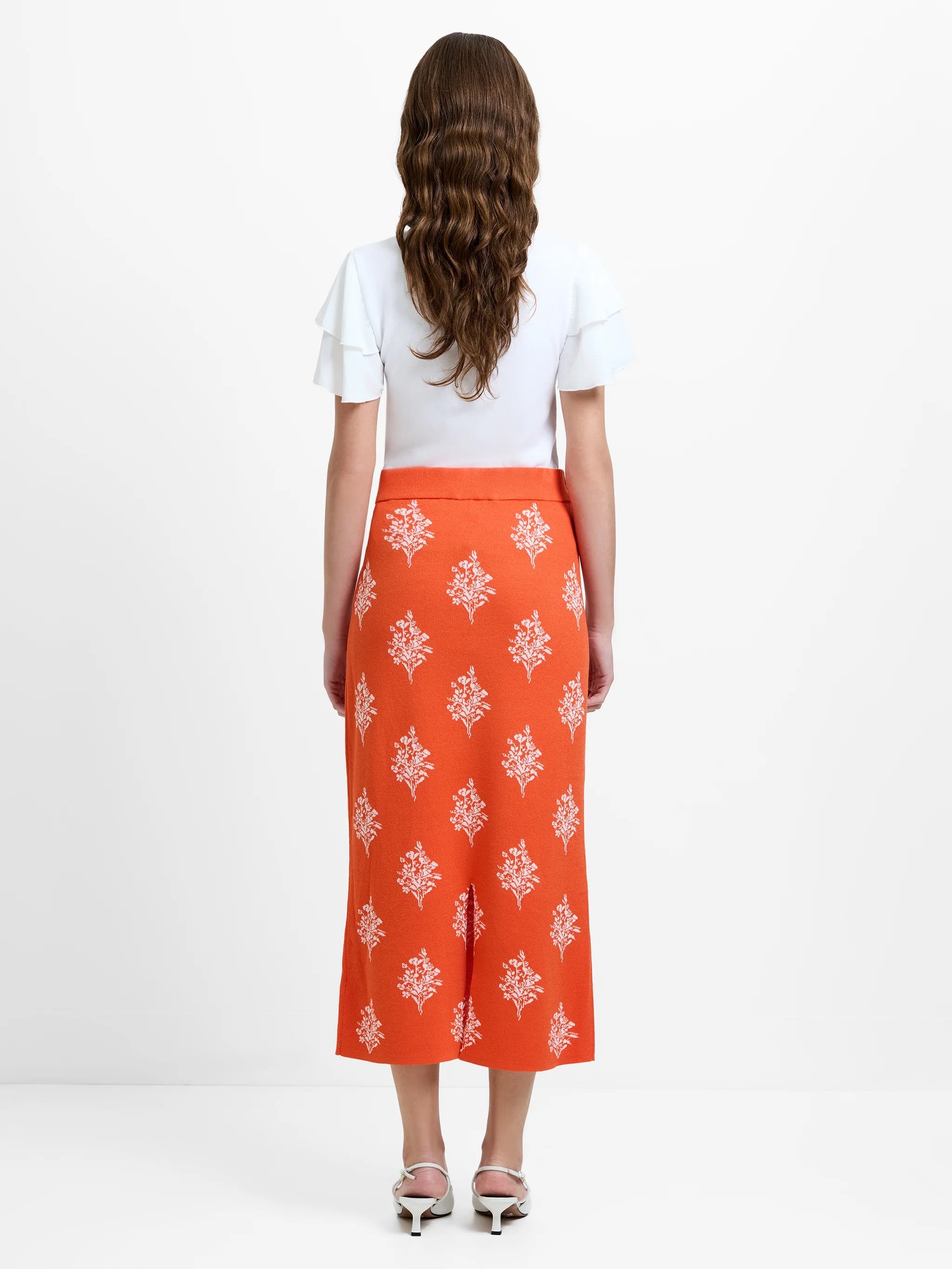 FRENCH CONNECTION IMELDA DITSY MIDI PARADISE ORANGE