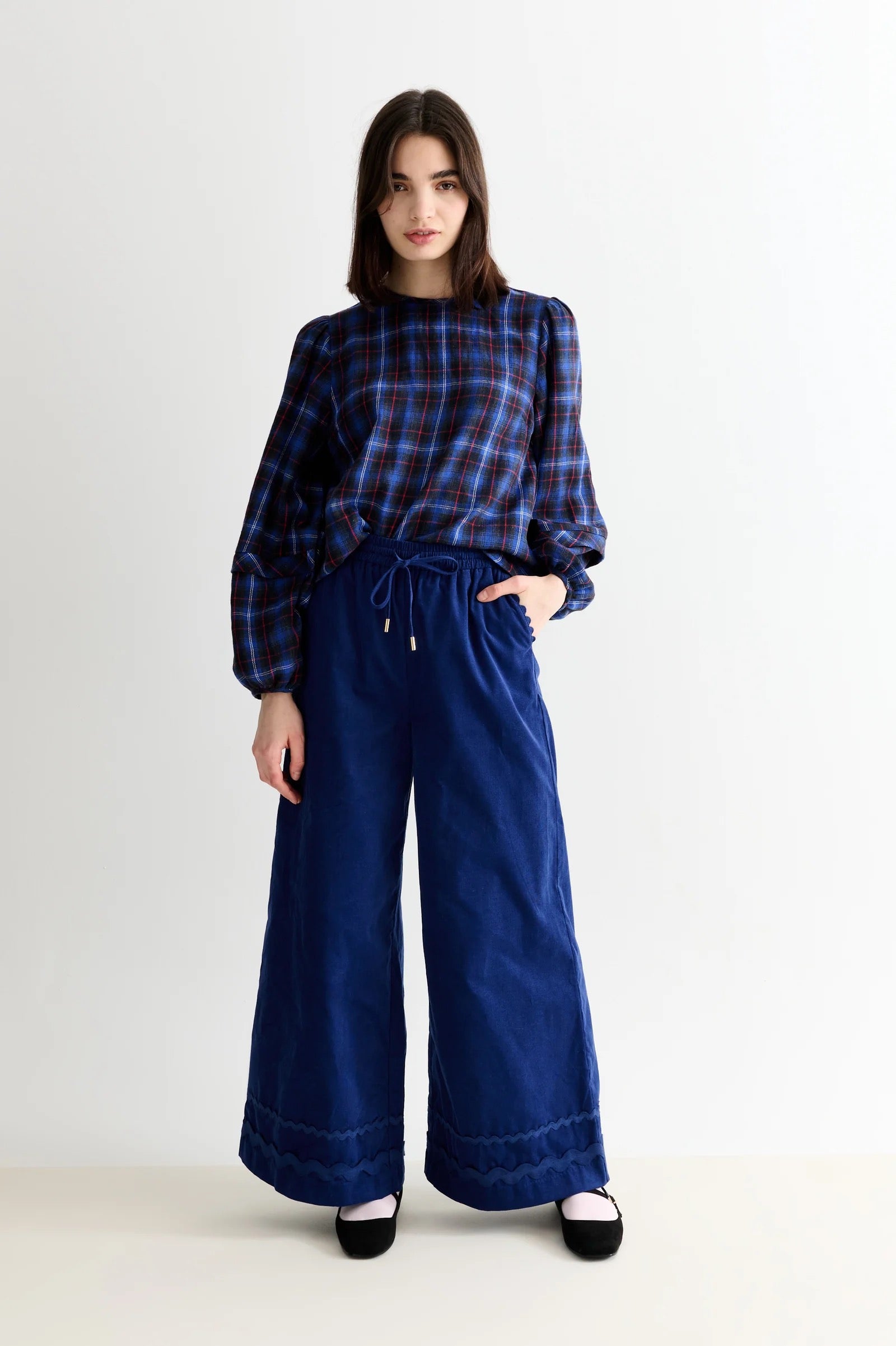 LOUCHE RIVER BABYCORD RICRAC TRIM NAVY