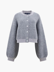 FRENCH CONNECTION KNIT BOMBER DOVE GREY MEL