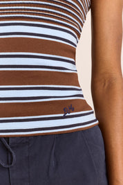 DAMSON MADDER  ORIANA HI NECK BLUE STRIPE