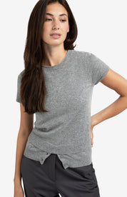 YAYA S/S DOUBLE HEM MED GREY MELANGE