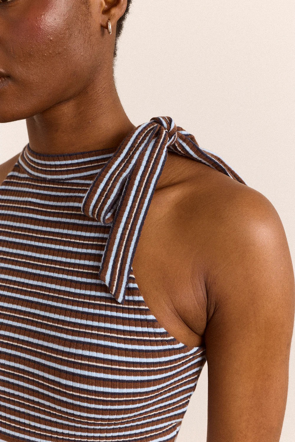 DAMSON MADDER  ORIANA HI NECK BLUE STRIPE