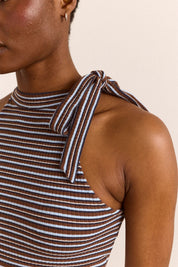 DAMSON MADDER  ORIANA HI NECK BLUE STRIPE