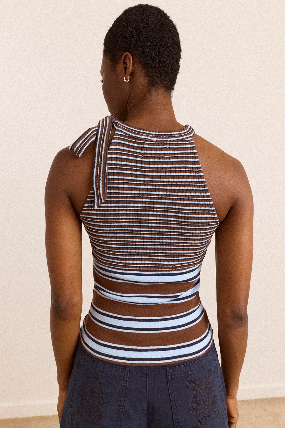 DAMSON MADDER  ORIANA HI NECK BLUE STRIPE