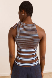 DAMSON MADDER  ORIANA HI NECK BLUE STRIPE