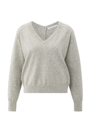 YAYA  DEEP V NECK BROWNISH GREY