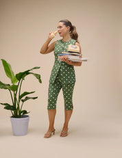 NOBODYS CHILD CAPRI PANTS GREEN SPOT