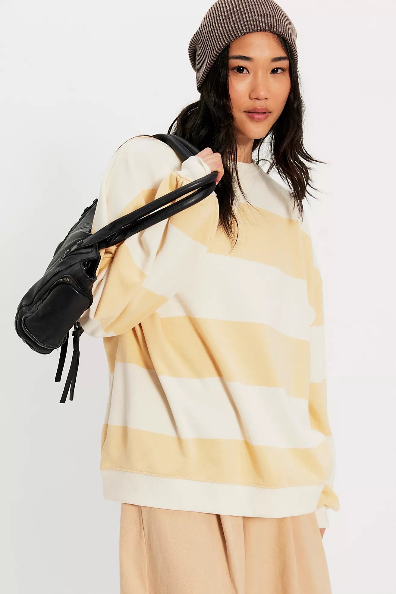 FREE PEOPLE CLASSIC STRIPE CREW ORANGE