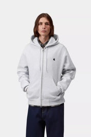 CARHARTT WIP  HOODED MACK ASH HEATHER/BLACK