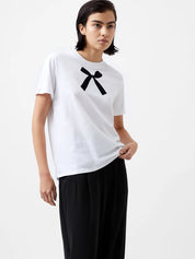 FRENCH CONNECTION  BOW GRAPHIC TEE LINEN WHITE